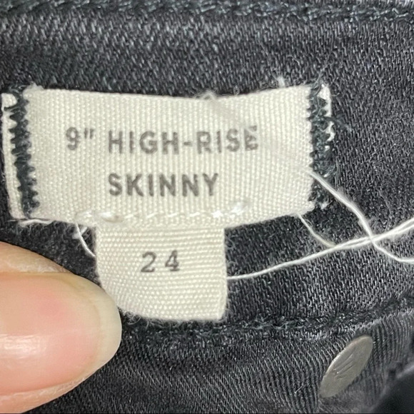 Madewell 9” Sky High Skinny Jeans Cropped Buttonfly Black Sz 24 - Picture 5 of 8